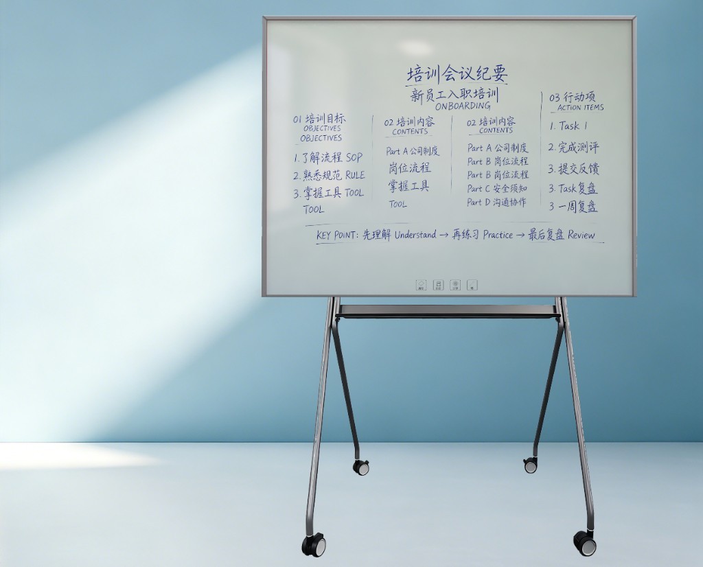 Glass cloud board on mobile stand