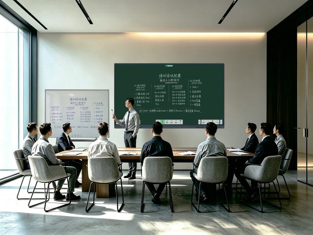Meeting room: glass cloud board synced to LCD all-in-one