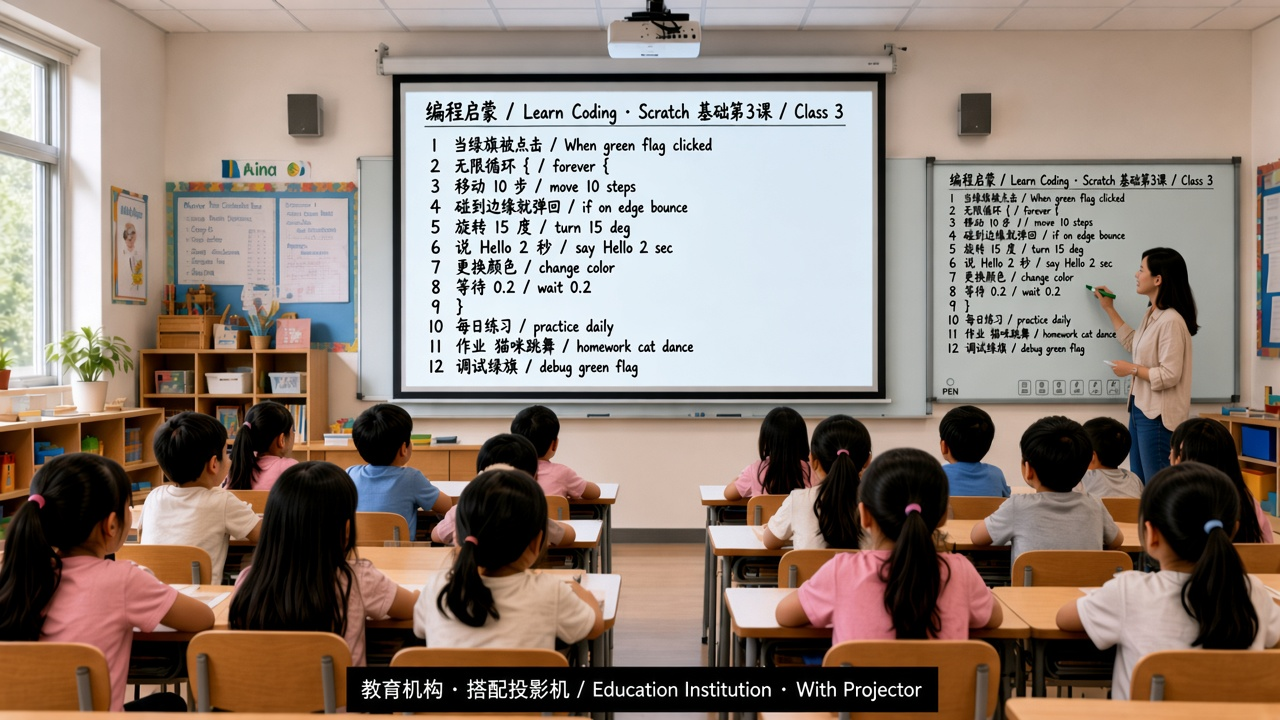 Education classroom with projector