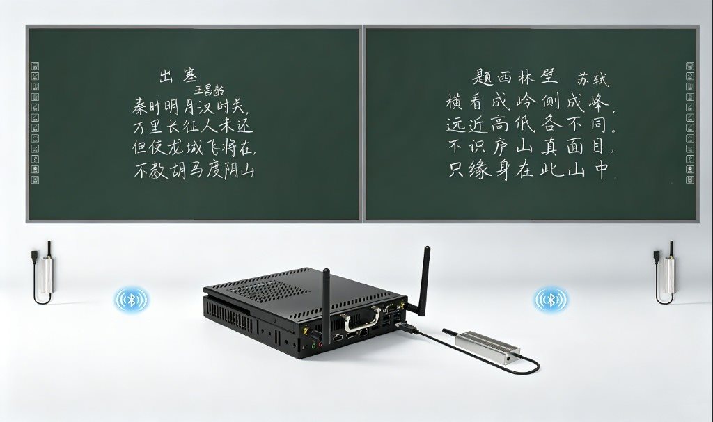 NW-20 application: PC host wirelessly linked to dual IR blackboard frames